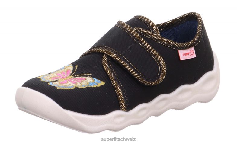 Babys Hausschuhe 44B2D101 Superfit bubble - Slipper mit Klettverschluss Schwarz