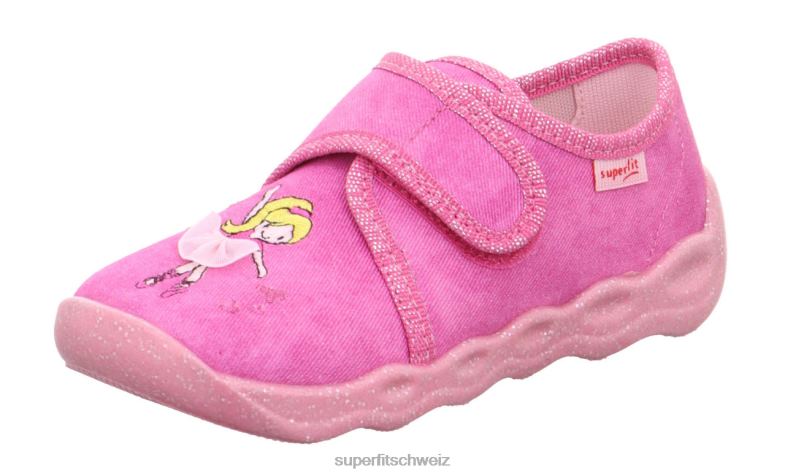 Babys Hausschuhe 44B2D102 Superfit bubble - Slipper mit Klettverschluss Rosa