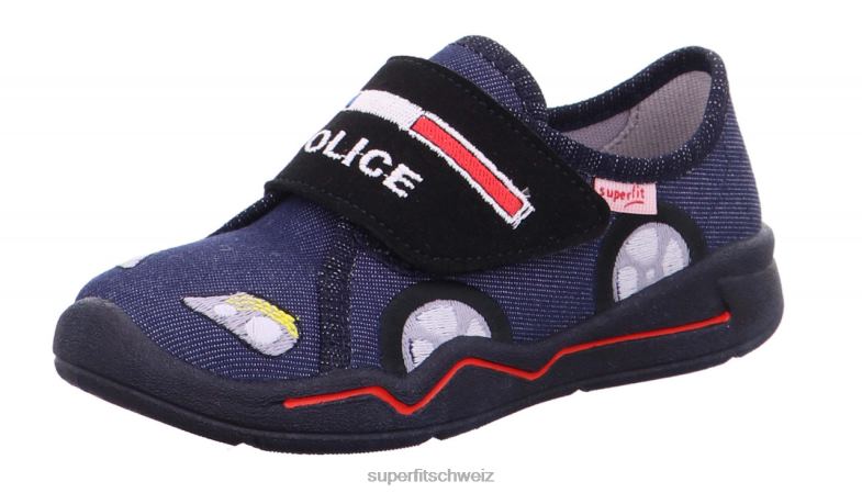 Babys Hausschuhe 44B2D103 Superfit benny - Slipper mit Klettverschluss Blau