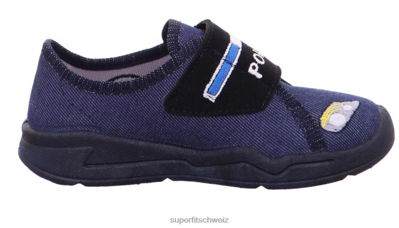 Babys Hausschuhe 44B2D103 Superfit benny - Slipper mit Klettverschluss Blau