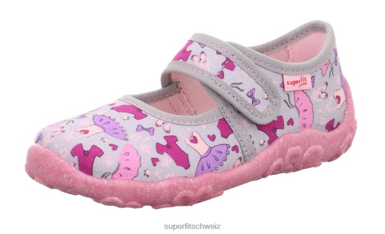 Babys Hausschuhe 44B2D105 Superfit bonny - Slipper mit Klettverschluss grau/mehrfarbig