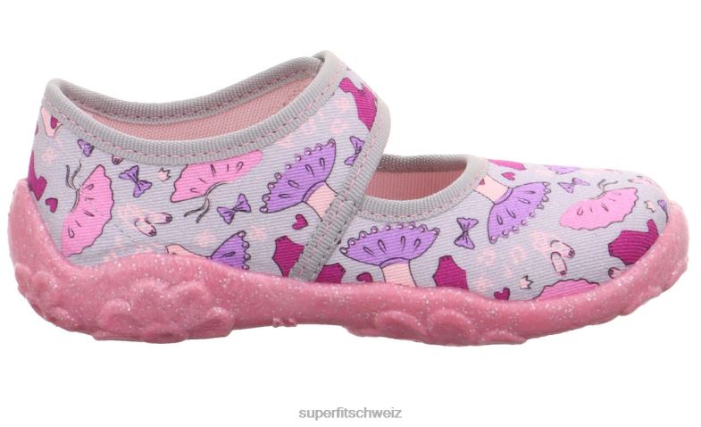 Babys Hausschuhe 44B2D105 Superfit bonny - Slipper mit Klettverschluss grau/mehrfarbig