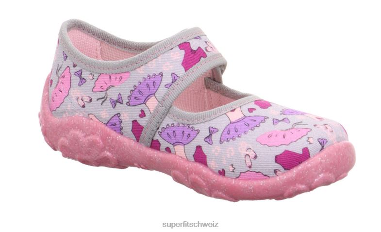 Babys Hausschuhe 44B2D105 Superfit bonny - Slipper mit Klettverschluss grau/mehrfarbig