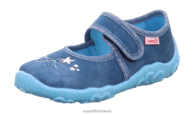 Babys Hausschuhe 44B2D106 Superfit bonny - Slipper mit Klettverschluss Blau