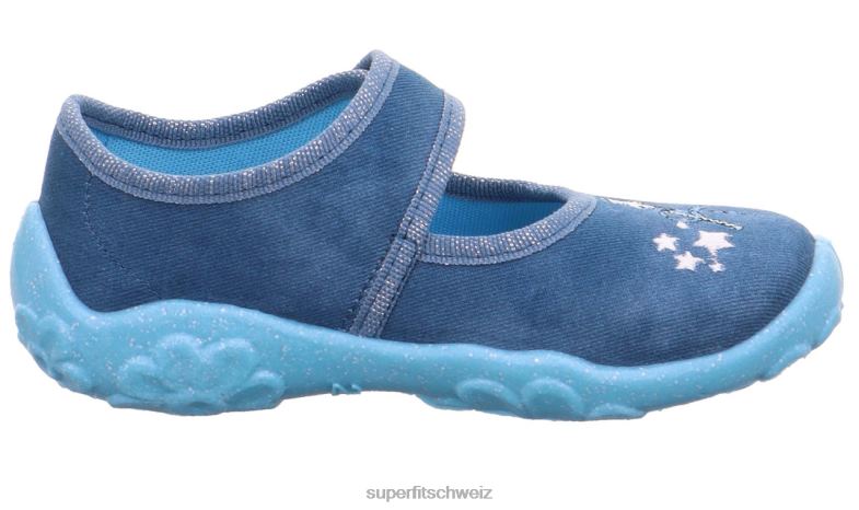 Babys Hausschuhe 44B2D106 Superfit bonny - Slipper mit Klettverschluss Blau