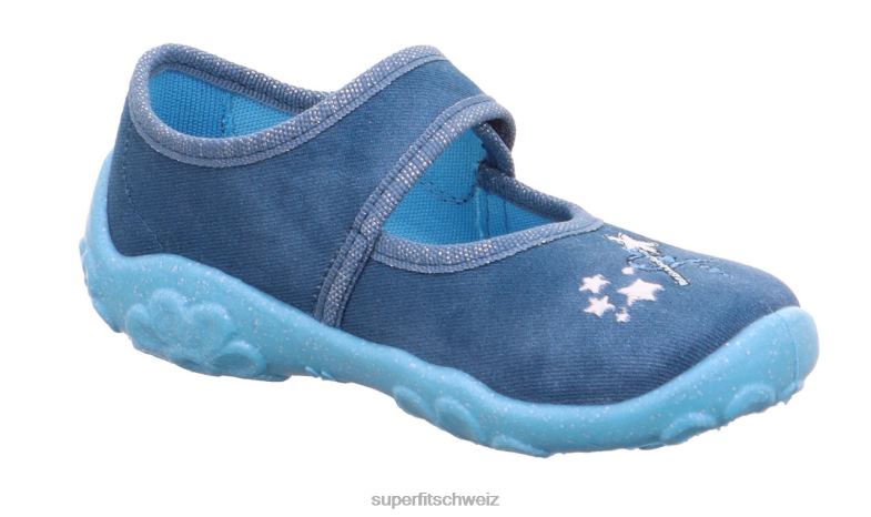 Babys Hausschuhe 44B2D106 Superfit bonny - Slipper mit Klettverschluss Blau