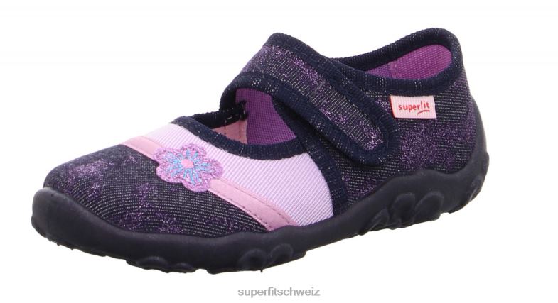 Babys Hausschuhe 44B2D108 Superfit bonny - Slipper mit Klettverschluss Blau Lila