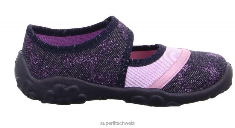 Babys Hausschuhe 44B2D108 Superfit bonny - Slipper mit Klettverschluss Blau Lila