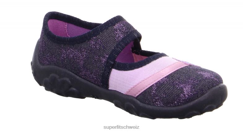 Babys Hausschuhe 44B2D108 Superfit bonny - Slipper mit Klettverschluss Blau Lila