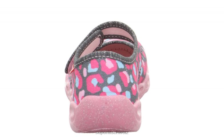 Babys Hausschuhe 44B2D10 Superfit bubble - Slipper mit Klettverschluss grau/mehrfarbig