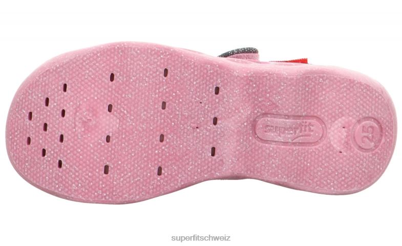 Babys Hausschuhe 44B2D10 Superfit bubble - Slipper mit Klettverschluss grau/mehrfarbig