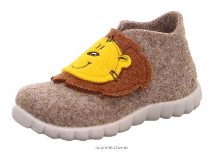 Babys Hausschuhe 44B2D110 Superfit happy - Slipper mit Klettverschluss Beige