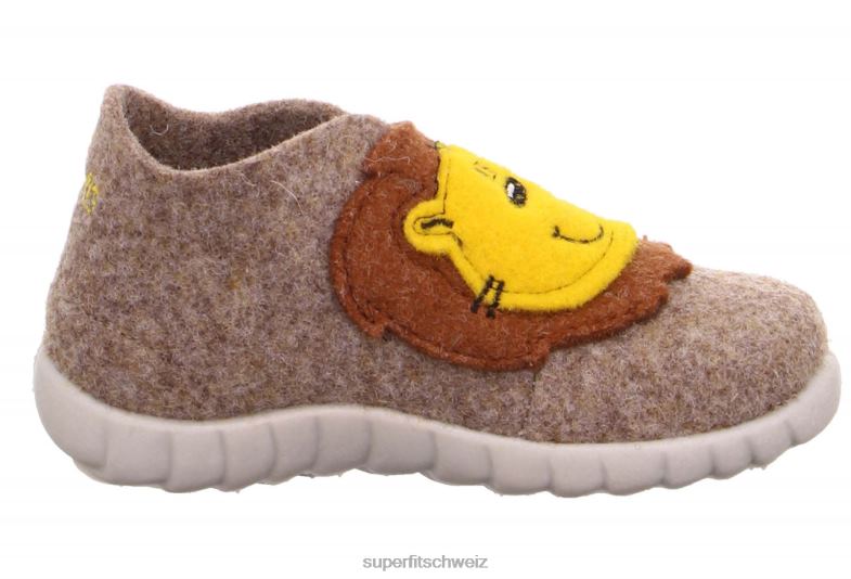 Babys Hausschuhe 44B2D110 Superfit happy - Slipper mit Klettverschluss Beige