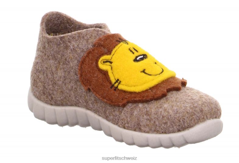 Babys Hausschuhe 44B2D110 Superfit happy - Slipper mit Klettverschluss Beige