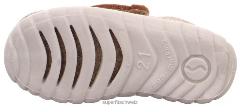 Babys Hausschuhe 44B2D110 Superfit happy - Slipper mit Klettverschluss Beige