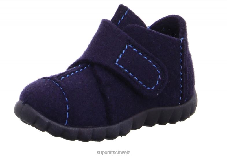 Babys Hausschuhe 44B2D111 Superfit happy - Slipper mit Klettverschluss Blau