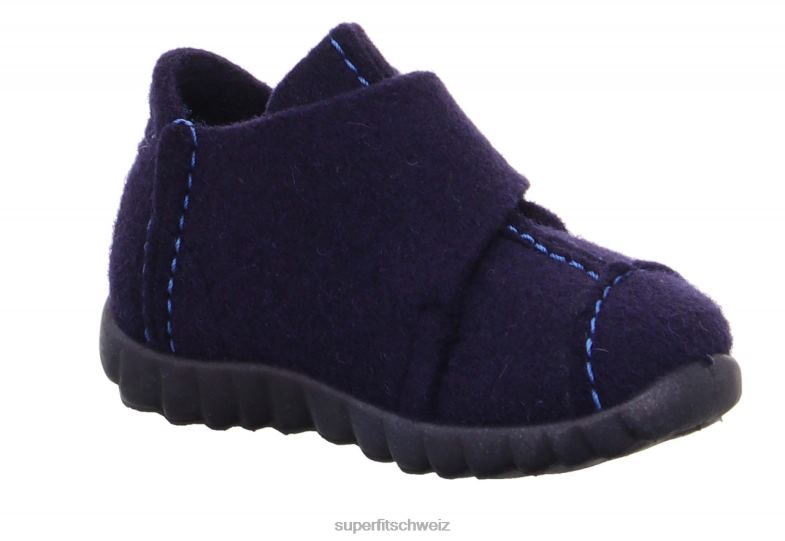 Babys Hausschuhe 44B2D111 Superfit happy - Slipper mit Klettverschluss Blau