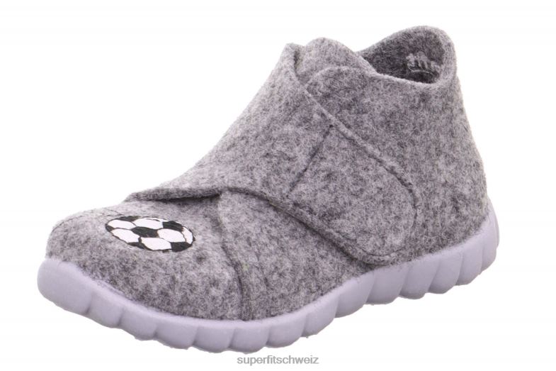 Babys Hausschuhe 44B2D113 Superfit happy - Slipper mit Klettverschluss grau