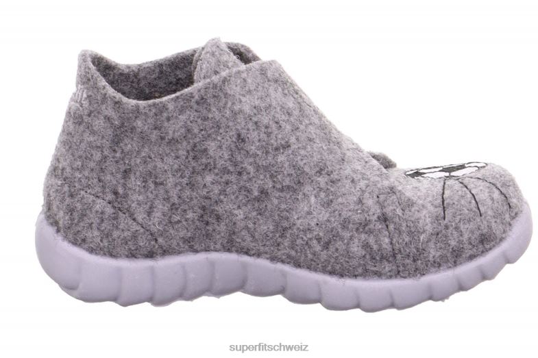 Babys Hausschuhe 44B2D113 Superfit happy - Slipper mit Klettverschluss grau