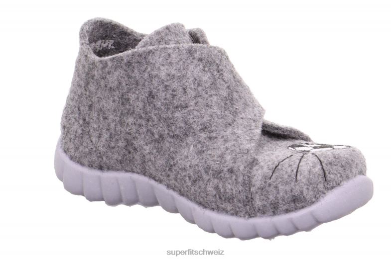 Babys Hausschuhe 44B2D113 Superfit happy - Slipper mit Klettverschluss grau
