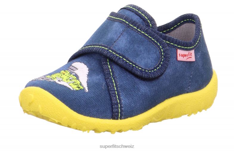 Babys Hausschuhe 44B2D114 Superfit spotty - Slipper mit Klettverschluss Blau