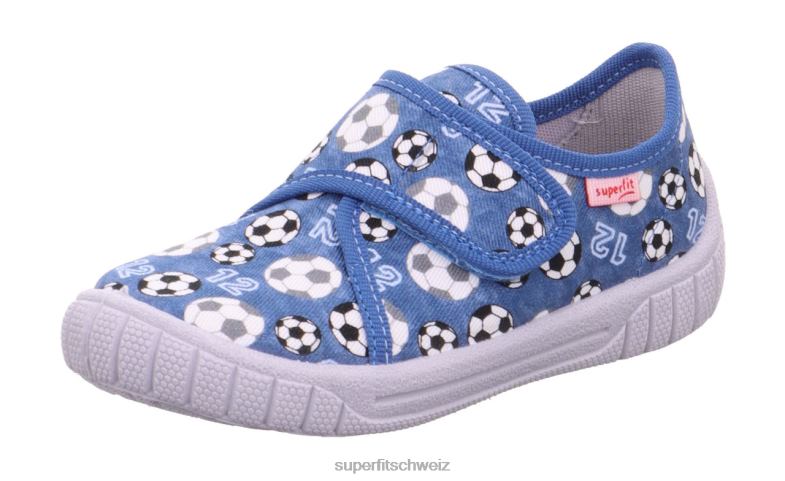 Babys Hausschuhe 44B2D116 Superfit bill - Slipper mit Klettverschluss blau/mehrfarbig