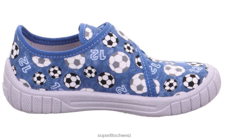 Babys Hausschuhe 44B2D116 Superfit bill - Slipper mit Klettverschluss blau/mehrfarbig
