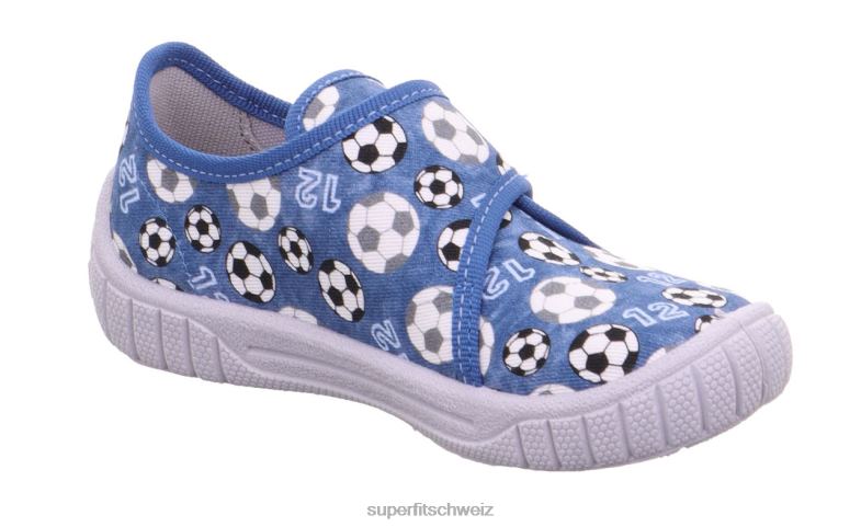 Babys Hausschuhe 44B2D116 Superfit bill - Slipper mit Klettverschluss blau/mehrfarbig