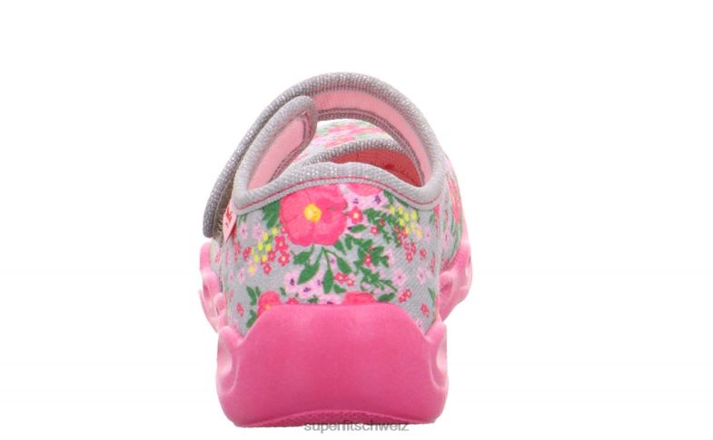 Babys Hausschuhe 44B2D117 Superfit bubble - Slipper mit Klettverschluss grau/mehrfarbig