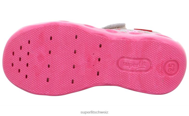 Babys Hausschuhe 44B2D117 Superfit bubble - Slipper mit Klettverschluss grau/mehrfarbig