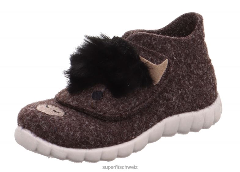 Babys Hausschuhe 44B2D118 Superfit happy - Slipper mit Klettverschluss braun