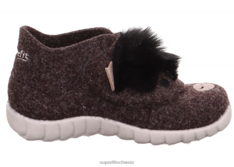 Babys Hausschuhe 44B2D118 Superfit happy - Slipper mit Klettverschluss braun