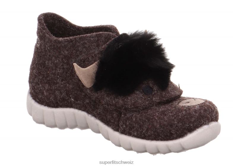 Babys Hausschuhe 44B2D118 Superfit happy - Slipper mit Klettverschluss braun