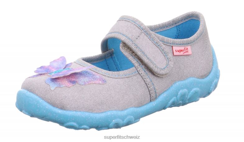 Babys Hausschuhe 44B2D119 Superfit bonny - Slipper mit Klettverschluss grau