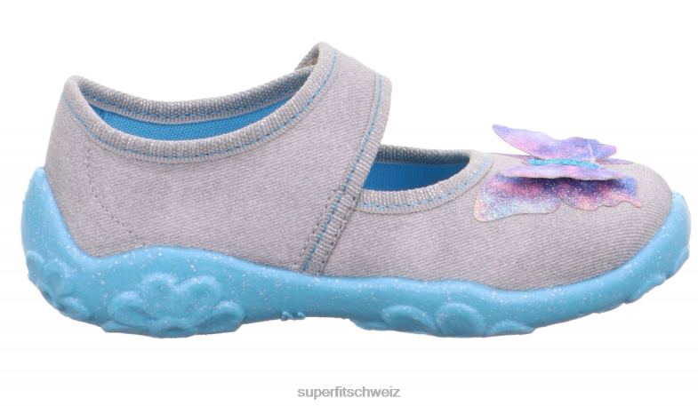 Babys Hausschuhe 44B2D119 Superfit bonny - Slipper mit Klettverschluss grau