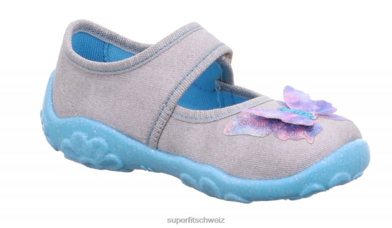 Babys Hausschuhe 44B2D119 Superfit bonny - Slipper mit Klettverschluss grau