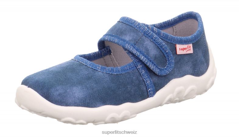 Babys Hausschuhe 44B2D11 Superfit bonny - Slipper mit Klettverschluss Blau