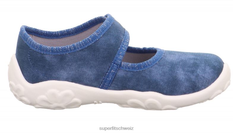 Babys Hausschuhe 44B2D11 Superfit bonny - Slipper mit Klettverschluss Blau