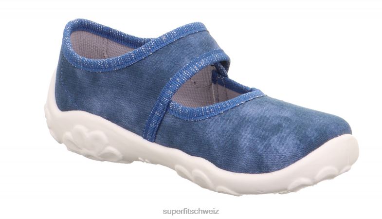 Babys Hausschuhe 44B2D11 Superfit bonny - Slipper mit Klettverschluss Blau