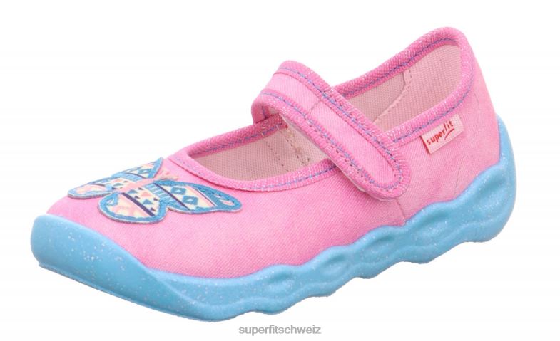 Babys Hausschuhe 44B2D122 Superfit bubble - Slipper mit Klettverschluss rosa/mehrfarbig