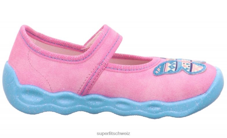 Babys Hausschuhe 44B2D122 Superfit bubble - Slipper mit Klettverschluss rosa/mehrfarbig
