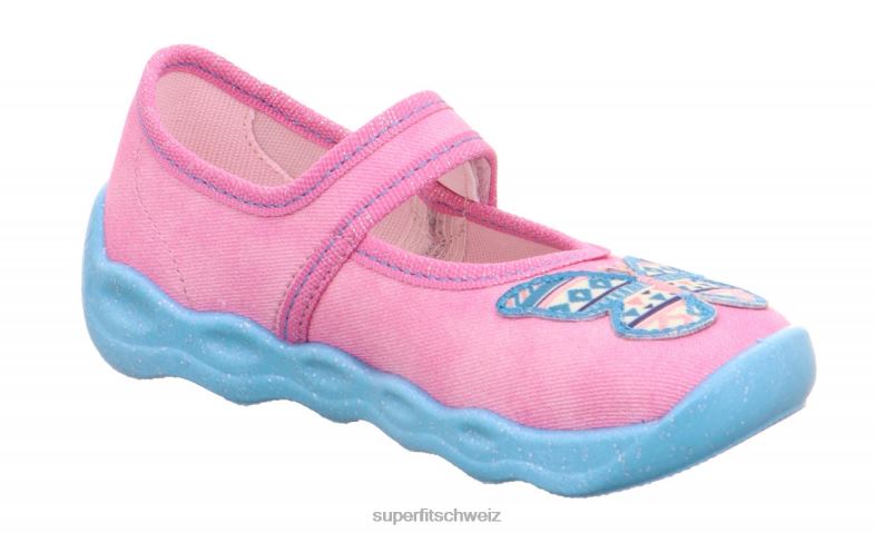 Babys Hausschuhe 44B2D122 Superfit bubble - Slipper mit Klettverschluss rosa/mehrfarbig