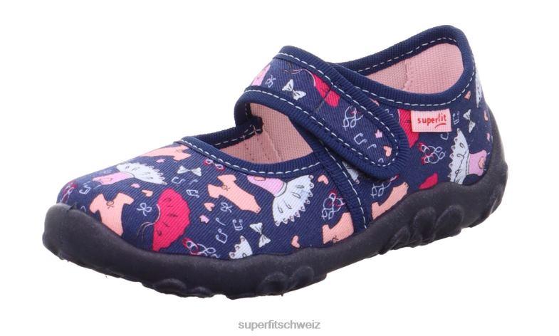 Babys Hausschuhe 44B2D123 Superfit bonny - Slipper mit Klettverschluss blau/mehrfarbig