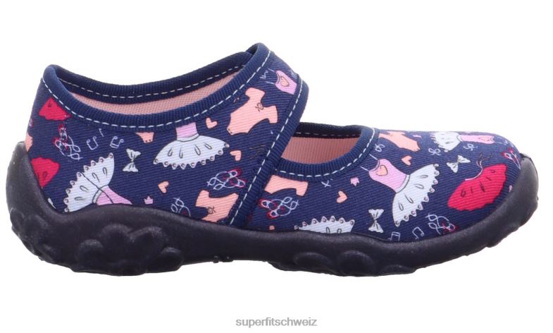 Babys Hausschuhe 44B2D123 Superfit bonny - Slipper mit Klettverschluss blau/mehrfarbig