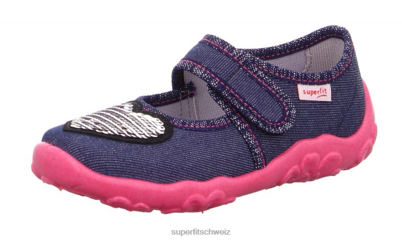 Babys Hausschuhe 44B2D128 Superfit bonny - Slipper mit Klettverschluss Blau