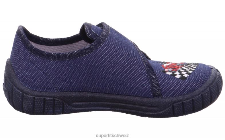 Babys Hausschuhe 44B2D129 Superfit bill - Slipper mit Klettverschluss Blau