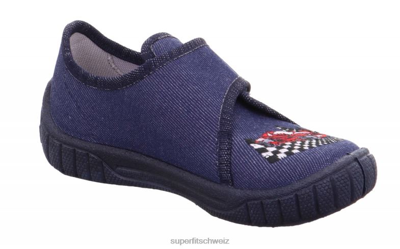 Babys Hausschuhe 44B2D129 Superfit bill - Slipper mit Klettverschluss Blau