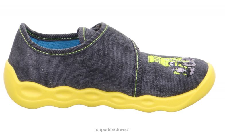 Babys Hausschuhe 44B2D130 Superfit bubble - Slipper mit Klettverschluss grau/mehrfarbig