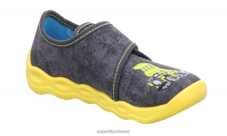 Babys Hausschuhe 44B2D130 Superfit bubble - Slipper mit Klettverschluss grau/mehrfarbig