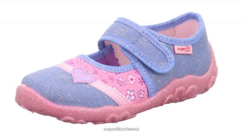 Babys Hausschuhe 44B2D131 Superfit bonny - Slipper mit Klettverschluss Blau Rosa